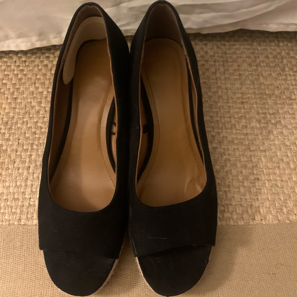 Black Suede wedge heels 2 1/2” heel